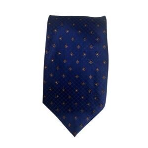 Nautica 100% silk Tie Navy Brown geometric design.